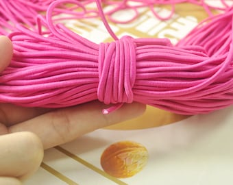 5 meters 2.5mm round elastic cord,Rose Stretch cord, stretch elastic string,Beading Cord,DYI masks, jewellery,Nylon wrapped Rubber.