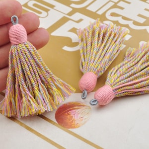 High Quality Tassels Mixed Cotton Cord Binding,7cm Mixed Pink Twists Cotton Tassels,Large Thick Tassels,Boho Tassel,Handmade Tassels