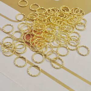 Textured Jump ring,Iron Open Jump rings,100Pcs 12mm Gold Plated Jump Rings