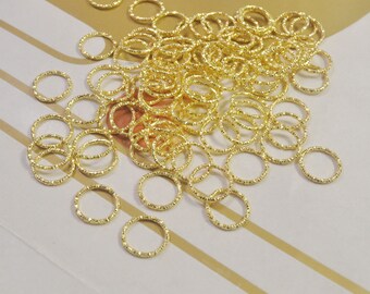 Textured Jump ring,Iron Open Jump rings,100Pcs 12mm Gold Plated Jump Rings