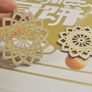20Pcs wood earring blanks,filigree flower earring pendant, pendant blanks, plywood shape, wood shape geometric--60mm