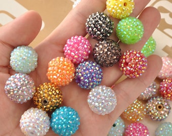 5/10/20 cuentas de resina de estrás, bolas de estrás de color AB, cuentas gruesas de chicle, cuentas de 20 mm, cuentas gruesas de chicle, suministros para abalorios