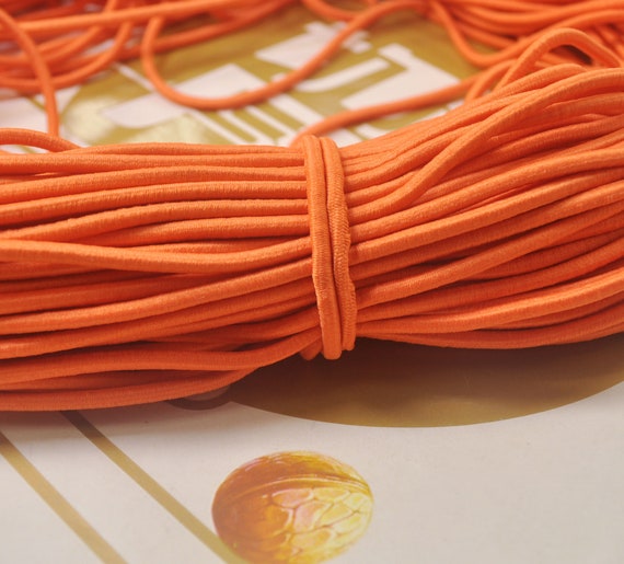 10Yds Orange Elastic Cord,4mm Round Elastic Cord,stretch cord,Stretch  Drawstring,Elastic Rope Craft DIY,Nylon wrapped Rubber.