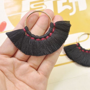 2Pcs/4pcs/6pcs/10pcs Fan Tassels on Brass Findings/Black nappa/orecchini pendenti/orecchini nappa charm/nappa di cotone - 55mm --VC14 #