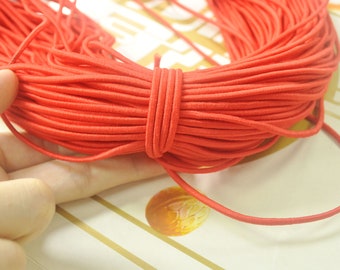 5 meters 2.5mm round elastic cord,Red Stretch cord, stretch elastic string,Beading Cord,DYI masks, jewellery,Nylon wrapped Rubber.