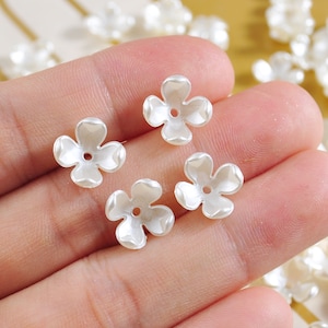 100Pcs/200Pcs White Flower,Flower beads,Acrylic Ribbon Flower Beads,ABS Pearl White Flower, Jewelry Supply,10mm