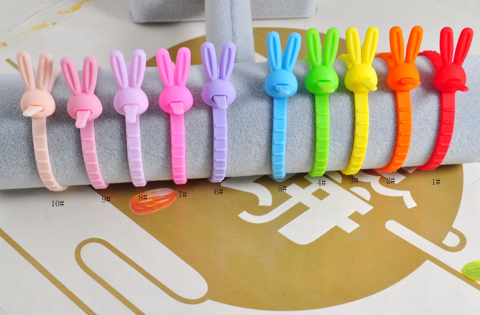 7.87” Rabbit Paw Silicone Ties，colorful Cable Organiser,cable Winder ...