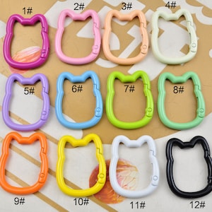 8/10/20/50Pcs 12 Colors Cat Carabiner Clips Clasp,Multi Color Aluminum Carabiner key chain,Carabiner clips,Cat Spring Hook Keyring,28x35mm