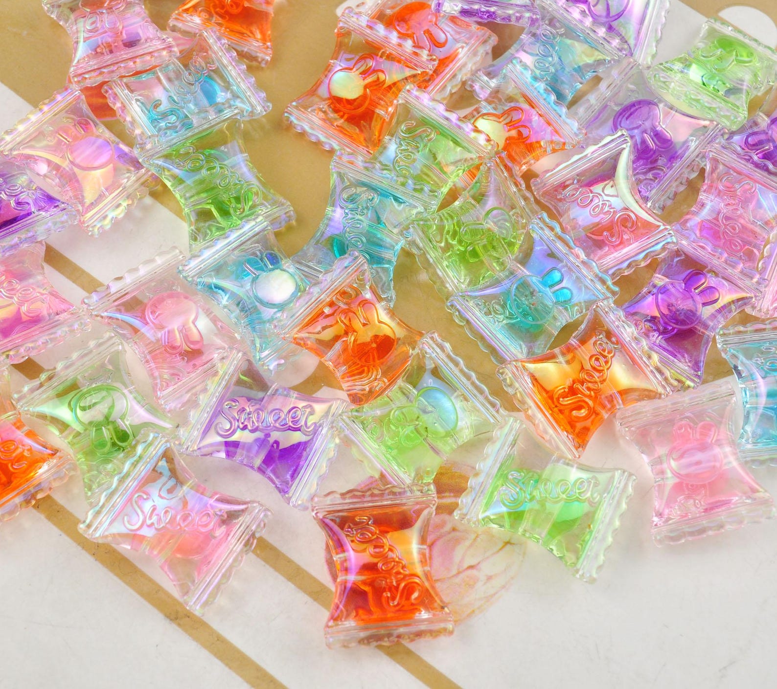 20pcs Candy Beads,transparent AB Color Candy Shape Beads,acrylic Sweet ...