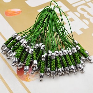 10/20/30/50/100pcs Olive Green Cell Phone Strap Lanyard Accessories,Mobile Cell Phone Strap Chains With Silver plated Metal Connectors
