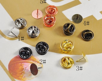 5 Colors,10/20/30/50 Pieces Brass Blank Brooch Tie Pins Pinch Badge brooch Pinch Tac Pads with Butterfly Clutch Backing