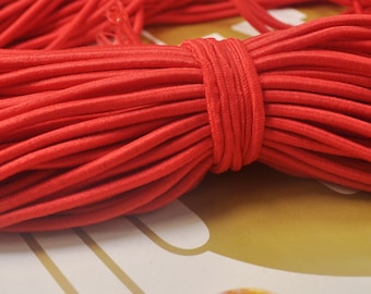 Cordón elástico rojo de 10 yardas, cordón elástico redondo de 4 mm, cordón elástico, cordón elástico ajustable, cuerda elástica para manualidades, goma recubierta de nailon