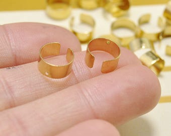 Adjustable Ring,20Pcs Raw Brass Adjustable Ring Setting With 1 Hole, Adjustable Ring Base Blank, Raw Brass Findings (12mm) - D510#