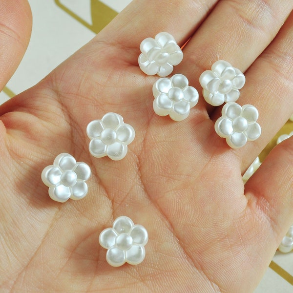 100Pcs/200Pcs Pearl Flower Spacer Beads , Acrylic Flower Beads ,12mm ABS Pearl White Flower,Flower Beads,Jewelry Supply