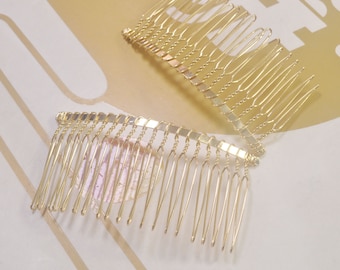 Peinetas metálicas KC chapadas en oro (4, 6, 10, 30, 50 unidades), peine de velo metálico, peines de 20 dientes, peine en blanco, accesorio para el cabello DIY, 75 x 37 mm