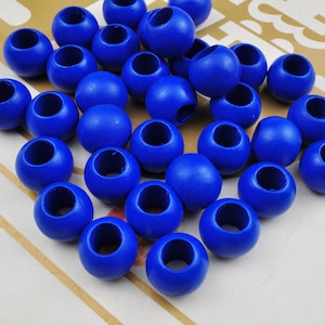 Wholesale Royal Blue Natural Wood Round Loose Beads,20/50 Round Wooden Beads Eco-Friendly 20mm Beads,10mm Hole,Jewelry DIY Wood Crafts