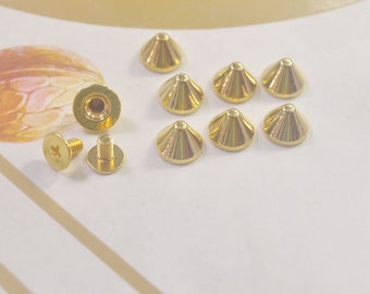 Wholesale Rivets Screw Punk Studs,30pcs Gold Screw Back Spike Cone Stud Punk Rivet For Art, Clothing, Leather Craft, Bag,6x9mm