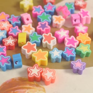 Polymer Clay Perlen, 10mm Sternförmige Perlen, Regenbogen perlen, Schmuckperlen ArmbandPerlen, ca. 40 Perlen