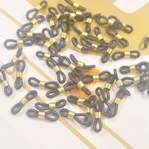 20Pcs Black Rubber Ends for eyeglass holder, Rubber Glasses Chain Holders,Replacement Loops for Glasses Chains--21x4mm