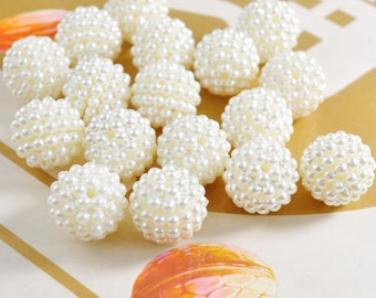50-200Stk Weiße Runde Form,Runde Perlen,Acrylband Runde Perlen,ABS Weiße Perlenperlen, Schmuckbedarf,16mm