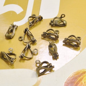 50Pcs Ear Clips, Antique Bronze Clip on Earring Hooks, Bronze Dangle Earring Findings, Wholesale Clip On Hooks, DIY Clipon Ear Hooks, 13mm