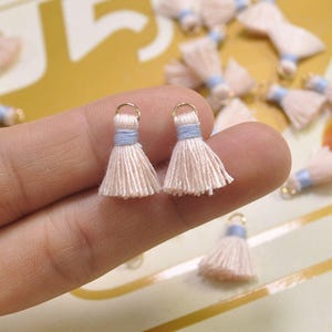 20pcs 1.5cm Cotton tassel,Mini Tassels,Tiny Mini tassels,Nude tassel,Bracelet/ Earring Charms,Gold Jump ring,Tassel for Jewelry,VH28