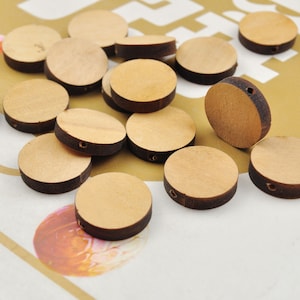30Pcs Flat Round Natural Wood Bead, Raw Wood Circles Wooden Discs Unfinished Round disk Bead,Handmade Bead Supplies 20x4.5mm