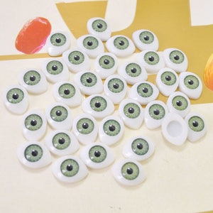 10 Pair 14mm Oval Plastic Doll Eyes,Green Colors for Dolls,Puppets, Ooaks, Fairies, Mermaids, Trolls, Jewelry, Sculpture, Carving