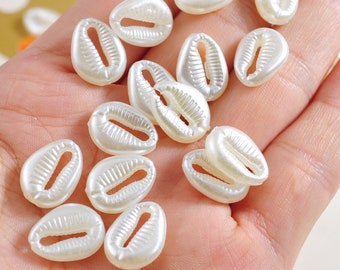 ABS Pearl White Beads,15mm Cowry Shells Beads, Acrylic Cowrie Beads,Jewelry Supply,100/200 pcs set
