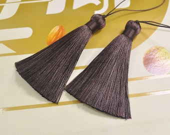 2pcs Deep Coffee tassels,82mm long silk tassels,handmade tassel,Necklace Tassel,tassels charm,thread tassel, Boho Tassels,Pillow Tassels