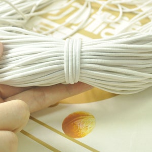 5 meters 2.5mm round elastic cord,Beige Stretch cord, stretch elastic string,Beading Cord,DYI masks, jewellery,Nylon wrapped Rubber.