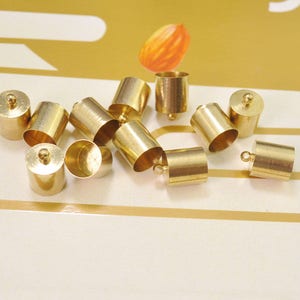 20pcs Raw Brass End caps,metal end Cap connectors,Tassel cap,Cord cap,Jewelry making caps 10x10mm