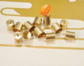 20pcs Raw Brass End caps,metal end Cap connectors,Tassel cap,Cord cap,Jewelry making caps 10x10mm