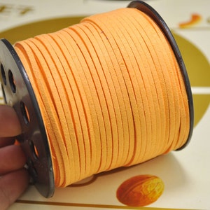 20yard 2.5mm Flat Faux Suede Leather Cord,Orange Leather String Cord,Faux Suede Lace,Vegan Suede Cord,bracelet/necklace cord