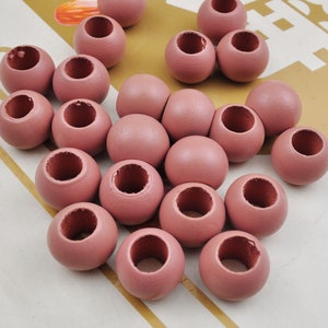 Großhandel tief rosa natürliches Holz runde lose Perlen, 20/50 runde Holzperlen umweltfreundliche 20mm Perlen, 10mm Loch, Schmuck DIY Holzhandwerk