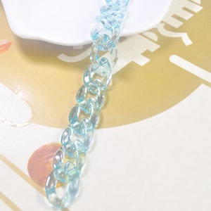 27.5 inch  Lake Blue Plastic Chain,Chunky Chain,Plastic Curb Chain Links,Necklace Glasses Chain Links,Open Link per Size 23mmx17mm