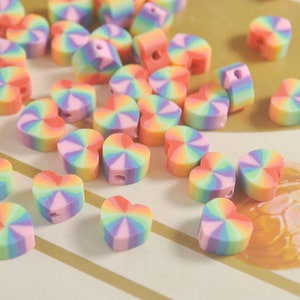 Herz Polymer Clay Perlen, 10mm Bunte Herz förmige Perlen, Regenbogen Perlen, Schmuckperlen Armband Perlen, ca. 40 Perlen