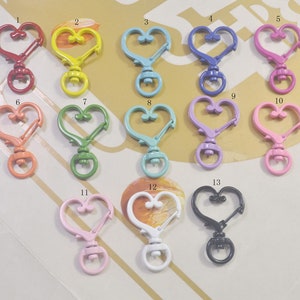 20Pcs Mixed Color Heart Shaped Lobster Claw Clasps,Heart Clasp Key Chain
