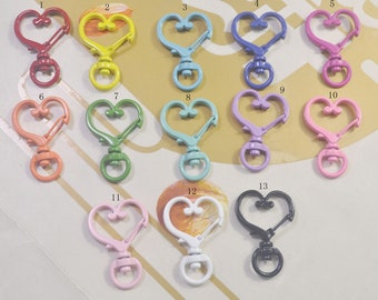 20Pcs Mixed Color Heart Shaped Lobster Claw Clasps,Heart Clasp Key Chain