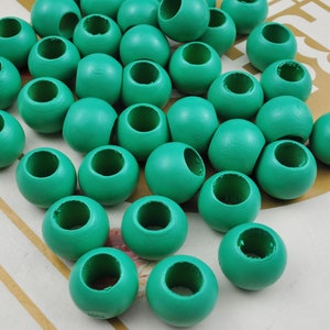 Großhandel Türkis Naturholz Runde Lose Perlen, 20/50 Runde Holzperlen Umweltfreundliche 20mm Perlen, 10mm Loch, Schmuck DIY Holz Handwerk