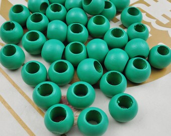 Wholesale Turquoise Natural Wood Round Loose Beads,20/50 Round Wooden Beads Eco-Friendly 20mm Beads,10mm Hole,Jewelry DIY Wood Crafts