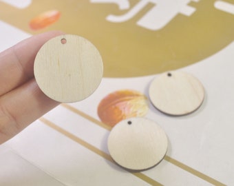 30Pieces,DIY Unfinished Laser Cut Wood Pendant,30mm Natural Wood Earrings Blanks,Round wood Shape,Wooden Beads Jewelry