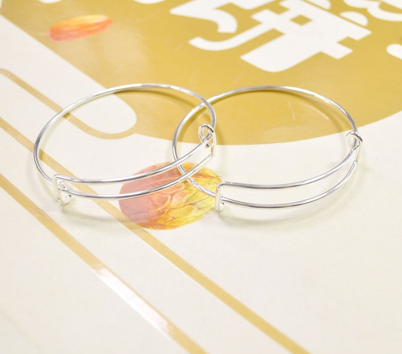 10Pcs Baby Bangles,59mm Adjustable Bangle Bracelet,Children/'s bangle bracelet,Silver plated,wired bracelet findings .