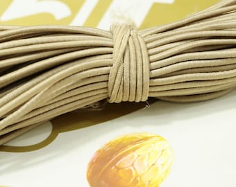 5 meters 2.5mm round elastic cord,Khaki Stretch cord, stretch elastic string,Beading Cord,DYI masks, jewellery,Nylon wrapped Rubber.