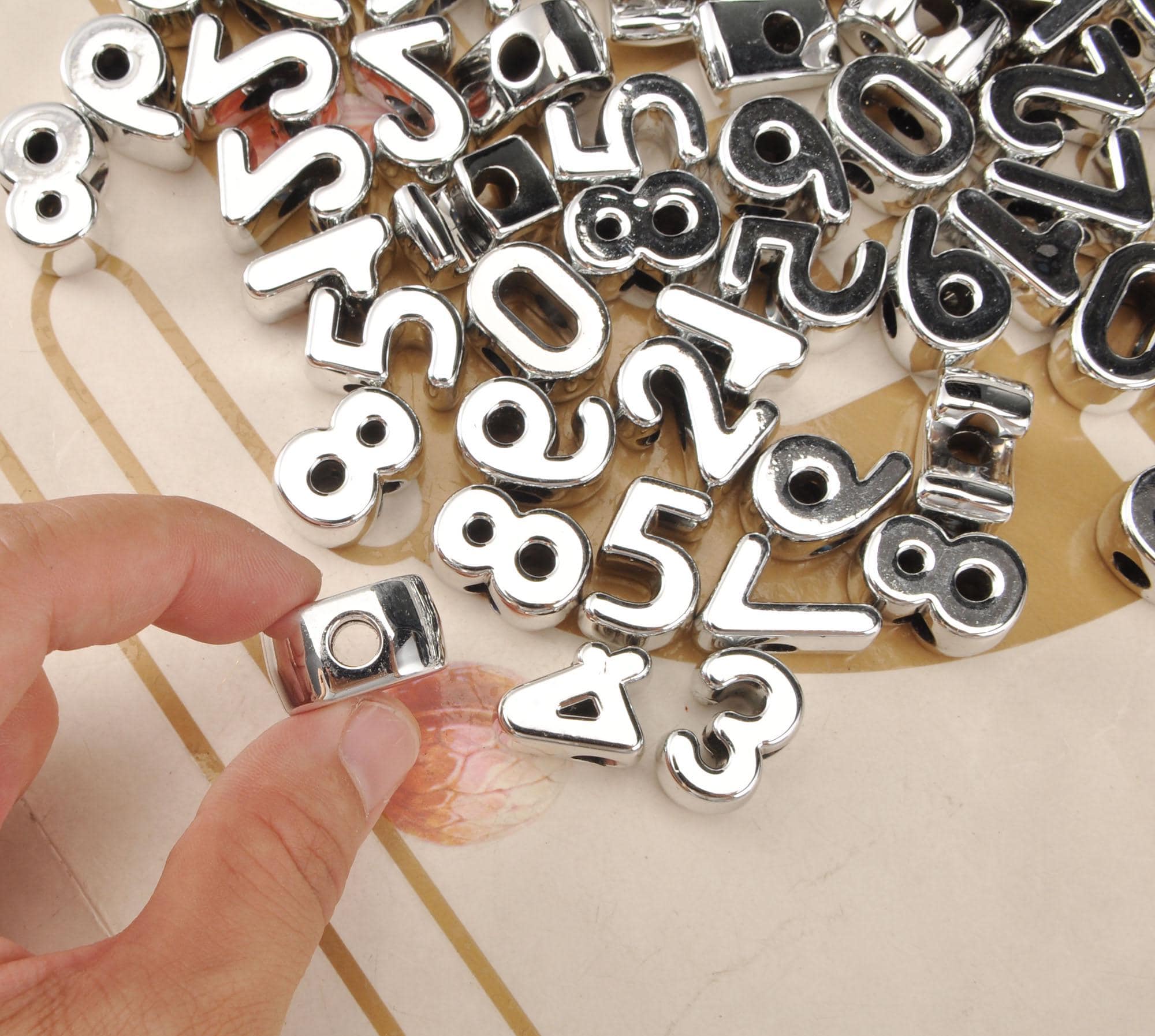 10/20/30 Big Number Beads,chunky Number Beads,silver Acrylic Number ...