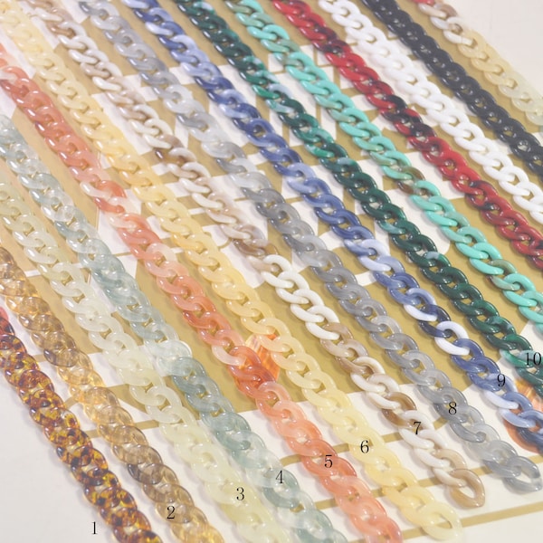 100 pièces petite chaîne en plastique de couleurs mélangées, maillons de chaîne gourmette en plastique, collier maillons de chaîne de lunettes, fabrication de bijoux de boucles d'oreilles, de colliers ou de bracelets