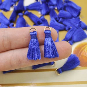 Small Silk Tassel,20pcs 0.9&quot; Blue Mini Tassels,earring tassels,tassel accessories,tassel pendant charm,DIY Craft Supplies