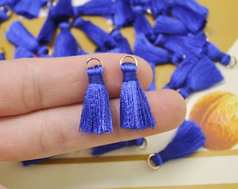 Small Silk Tassel,20pcs 0.9" Blue Mini Tassels,earring tassels,tassel accessories,tassel pendant charm,DIY Craft Supplies