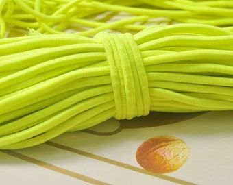 10Yds Bright Yellow Elastic Cord,4mm Round Elastic Cord,stretch cord,Stretch Drawstring,Elastic Rope Craft,Nylon wrapped Rubber