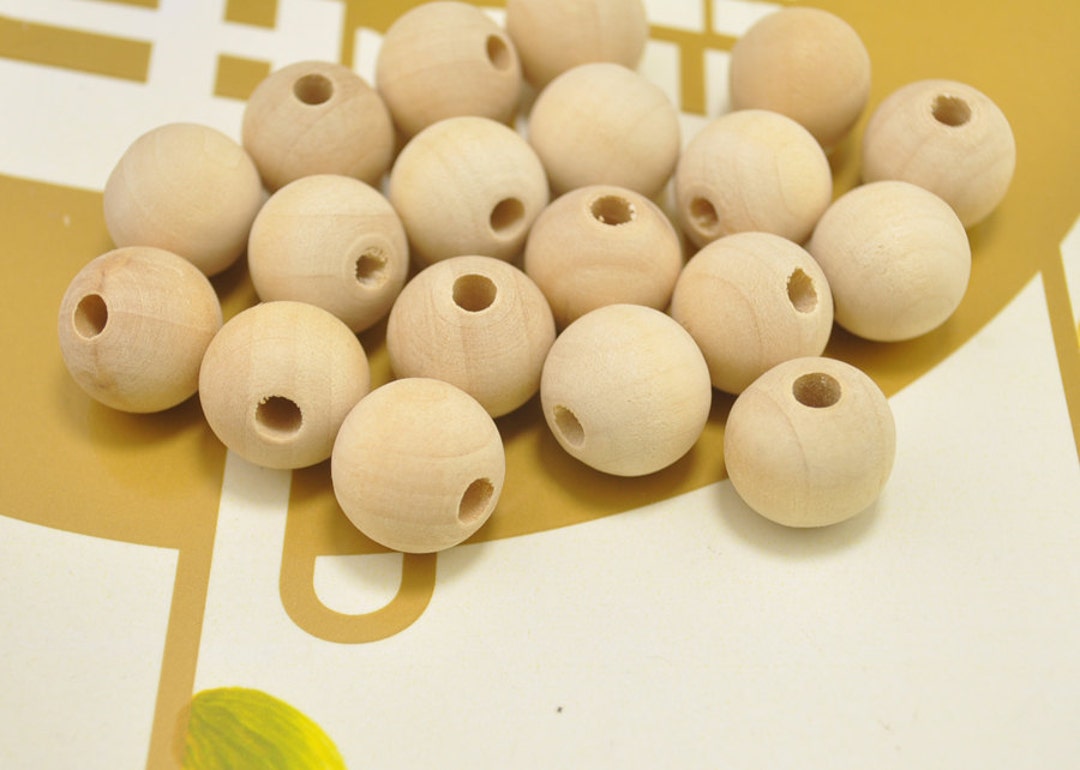 16mm Wholesale Round Natural Wood Beads at CraftySticks